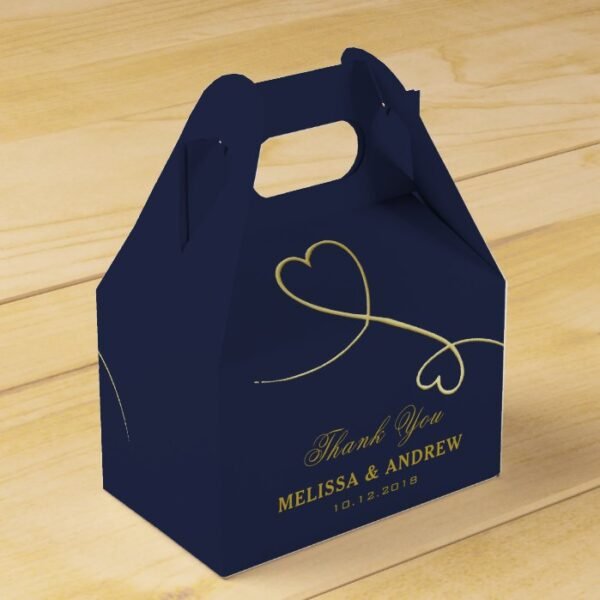 Thank You | Two Gold Hearts | Personalized Wedding Favor Box