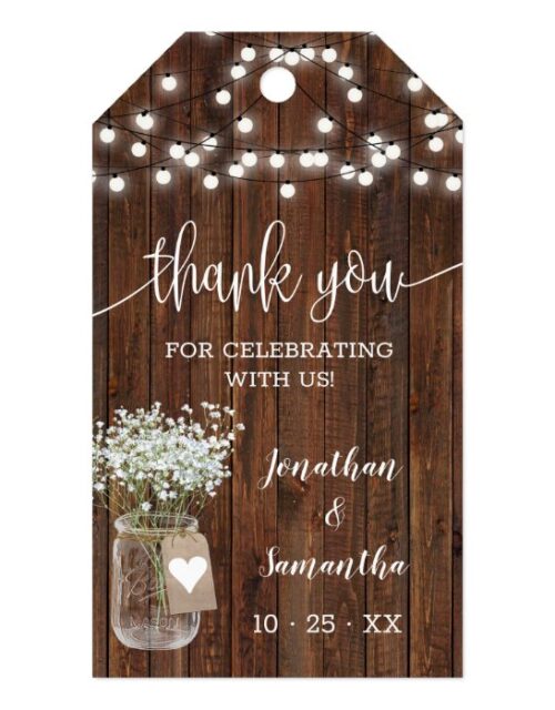 Thank you wedding reception shower rustic favor gift tags