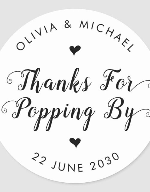 Thanks for Popping By Wedding Popcorn Favor Classic Round Sticker