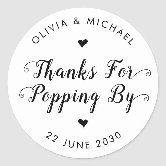 Thanks for Popping By Wedding Popcorn Favor Classic Round Sticker