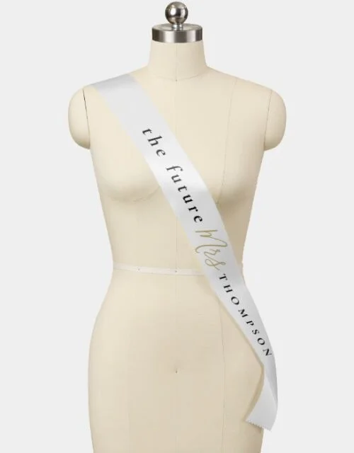 The Future Mrs Name Black Gold Typography White Sash