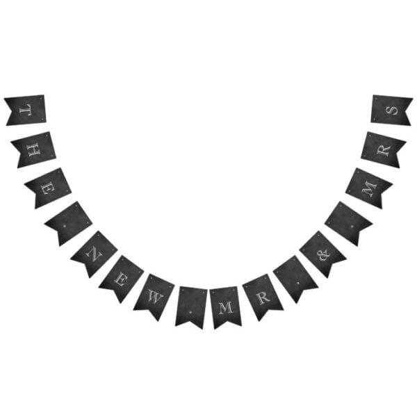 The New Mr. & Mrs. Chalkboard Wedding Bunting Flags