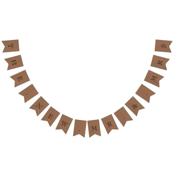 The New Mr. & Mrs. Rustic Kraft Wedding Bunting Flags