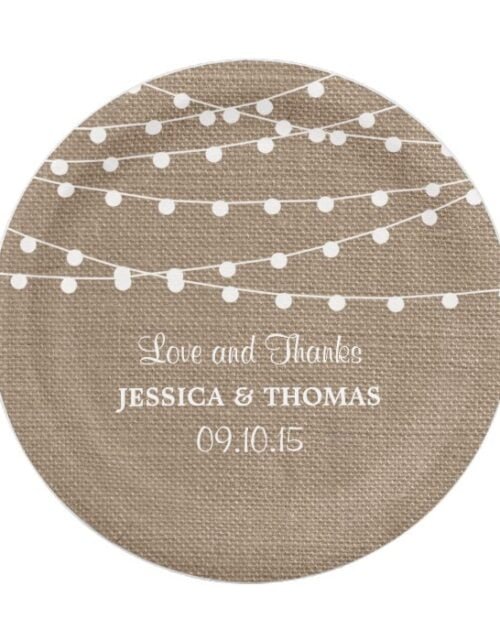 The Rustic Burlap String Lights Wedding Collection Paper Plate