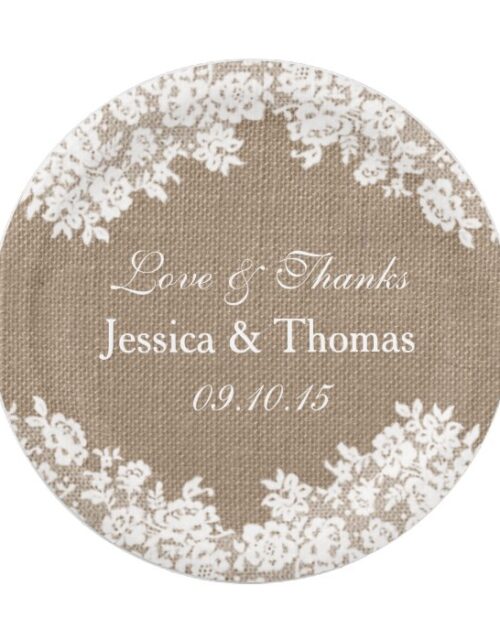 The Rustic Burlap & Vintage White Lace Collection Paper Plate