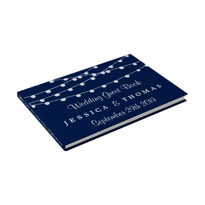 The String Lights On Navy Blue Wedding Collection Guest Book