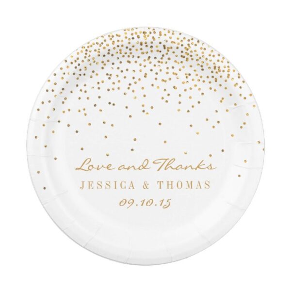 The Vintage Glam Gold Confetti Wedding Collection Paper Plate
