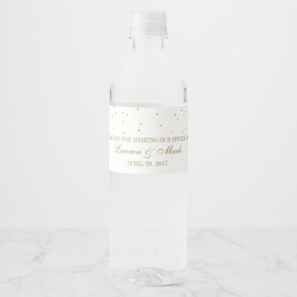 The Vintage Glam Gold Confetti Wedding Collection Water Bottle Label