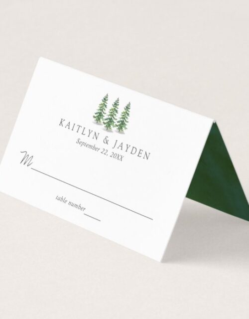 The Watercolor Pine Tree Forest Wedding Collection Place Card
