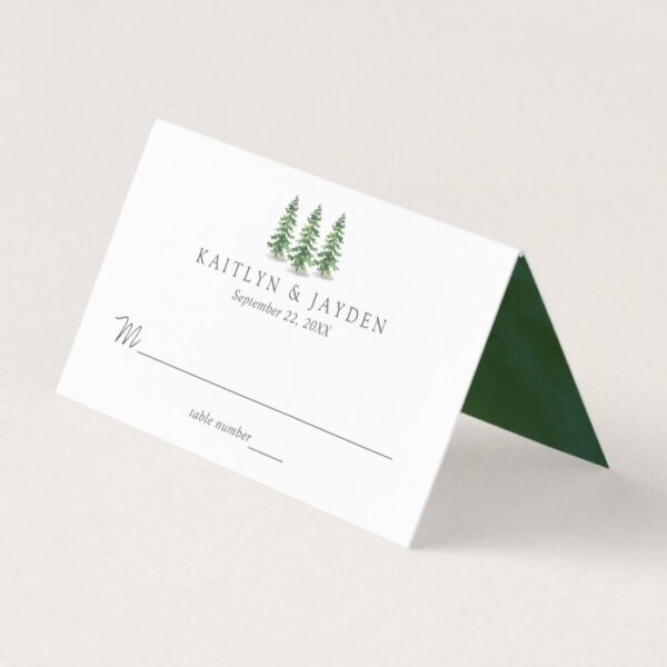 The Watercolor Pine Tree Forest Wedding Collection Place Card