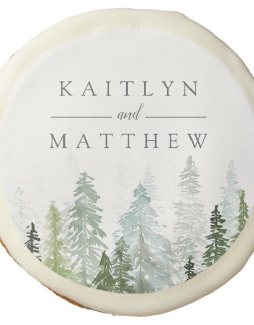 The Watercolor Pine Tree Forest Wedding Collection Sugar Cookie