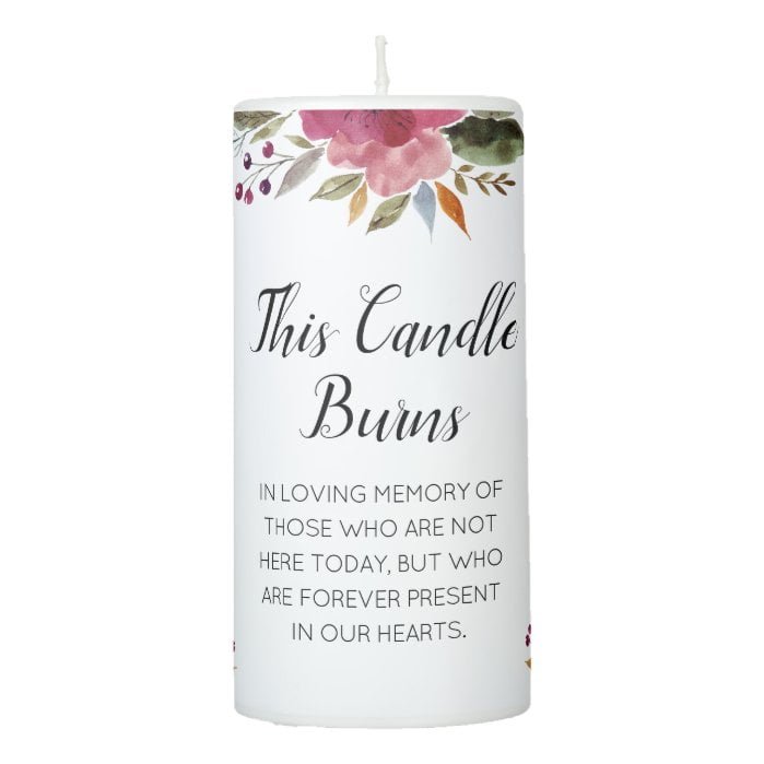 This Candle Burns Burgundy Floral Wedding Memorial