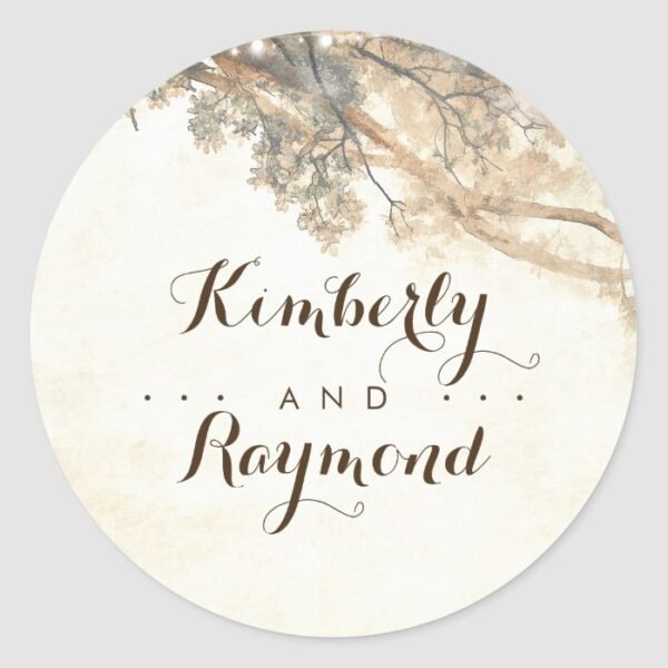 Tree Branches Rustic Wedding Classic Round Sticker