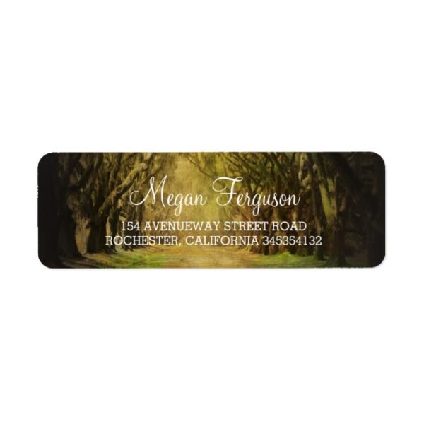 Trees path wedding label