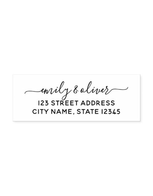 Trendy Calligraphy Couple Name Return Address Self-inking Stamp