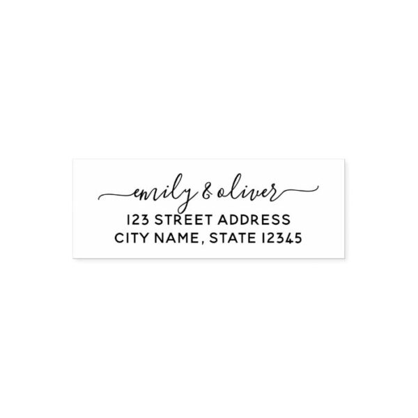 Trendy Calligraphy Couple Name Return Address Self-inking Stamp
