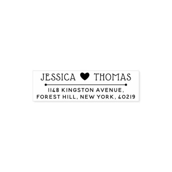 Trendy Love Heart Custom Name & Address Self-inking Stamp