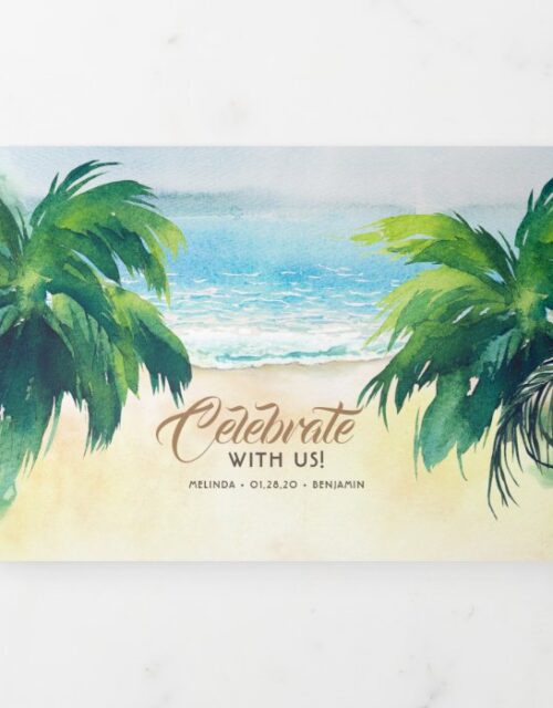 Tropical Beach Arbor Romantic Wedding Invitation