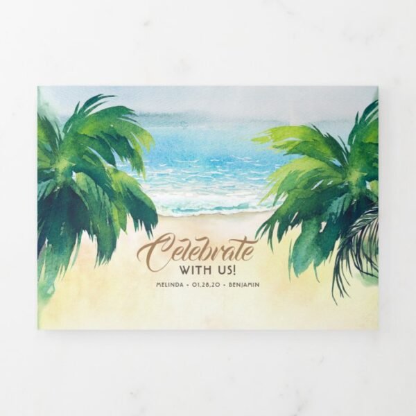 Tropical Beach Arbor Romantic Wedding Invitation