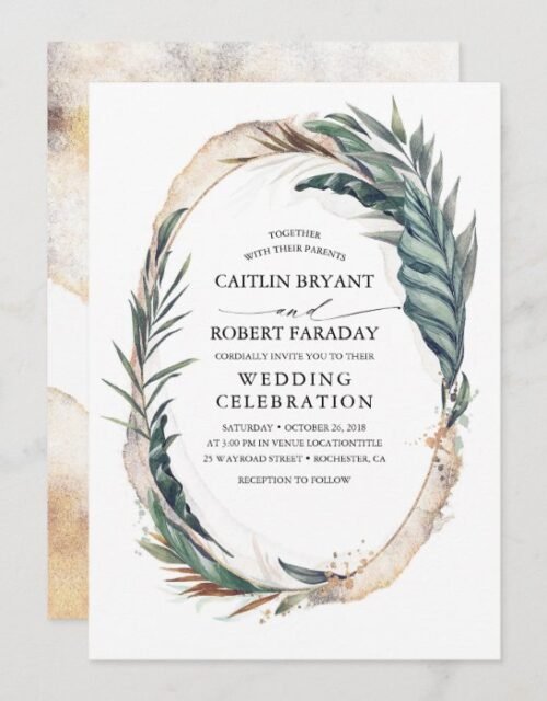 Tropical Beach Palm Wedding Invitation