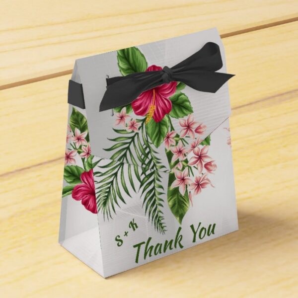Tropical Flowers & Leaves Wedding Favor Boxes