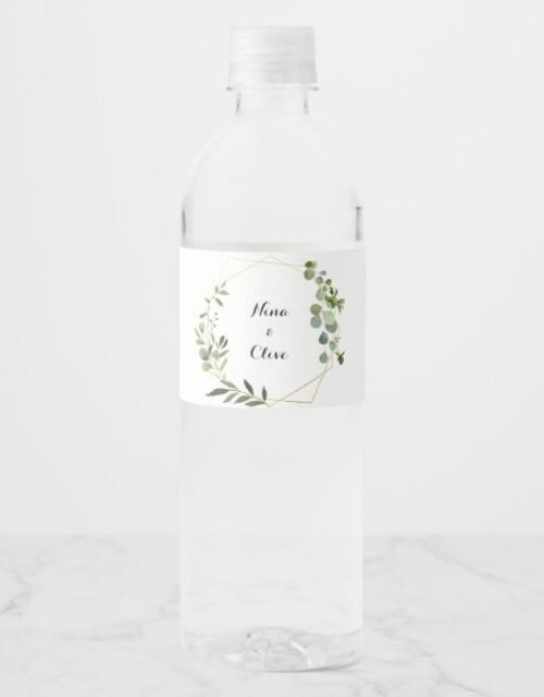 Tropical Green Leaves Water Bottle Label