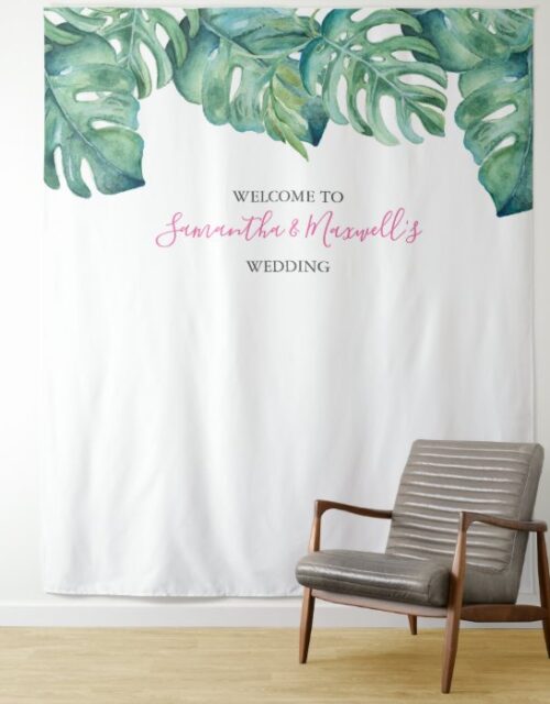Tropical Greenery Palm Leaves Photo Booth Backdrop