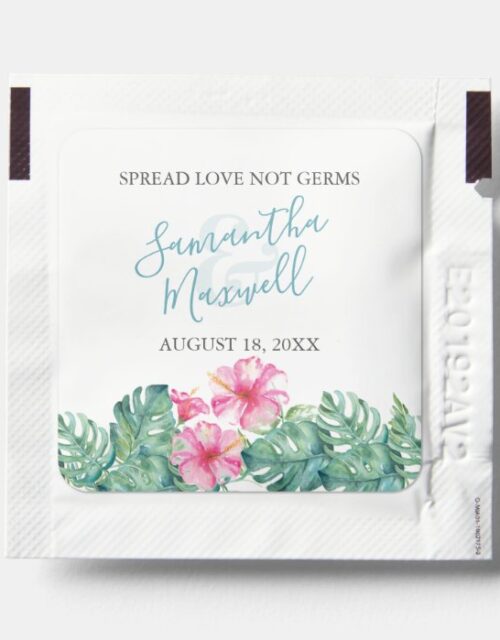 Tropical Leaves and Flowers Wedding Favors Hand Sanitizer Packet