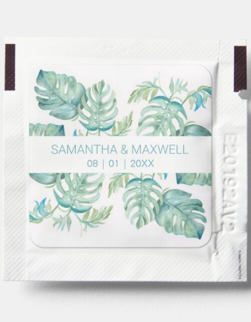 Tropical Leaves Wedding Favors Hand Sanitizer Packet