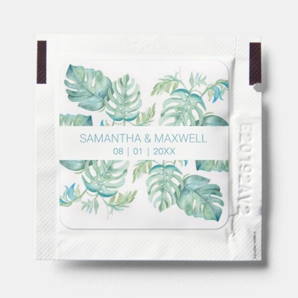 Tropical Leaves Wedding Favors Hand Sanitizer Packet