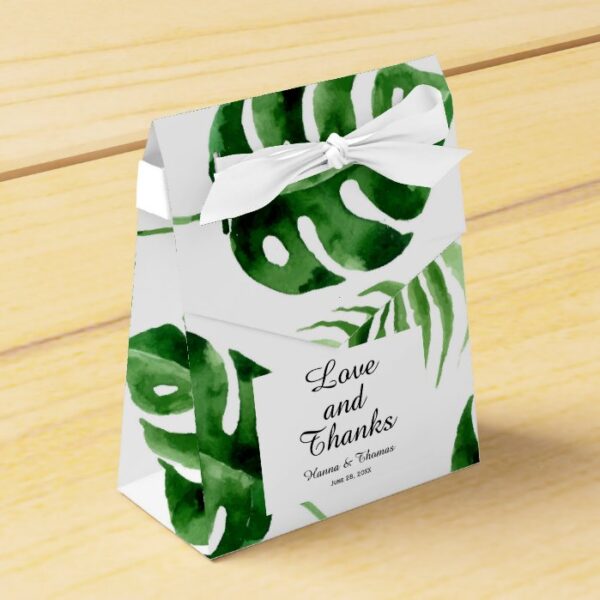Tropical Palm Leaf Destination Wedding Favor Box