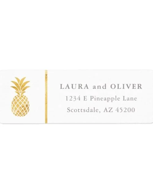 Tropical Pineapple Gold Return Address Labels