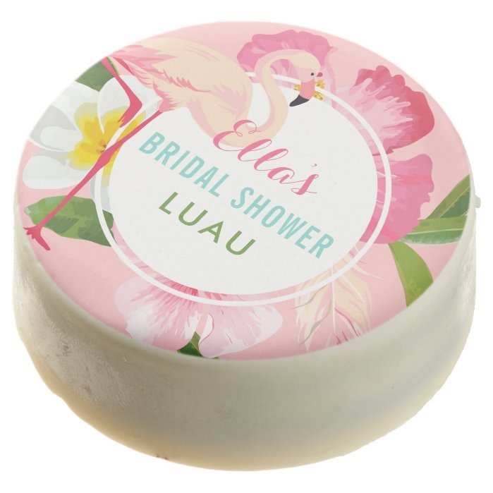 Tropical Pink Flamingo Floral Bridal Shower Luau Chocolate Dipped Oreo