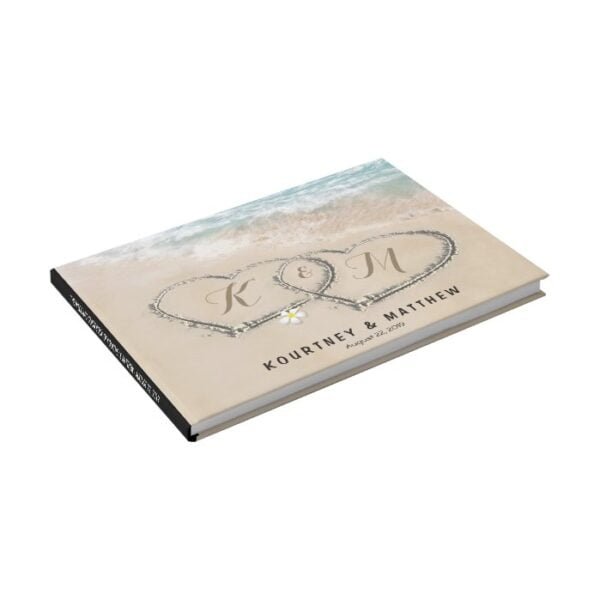 Tropical Vintage Beach Heart Shore Wedding Guest Book