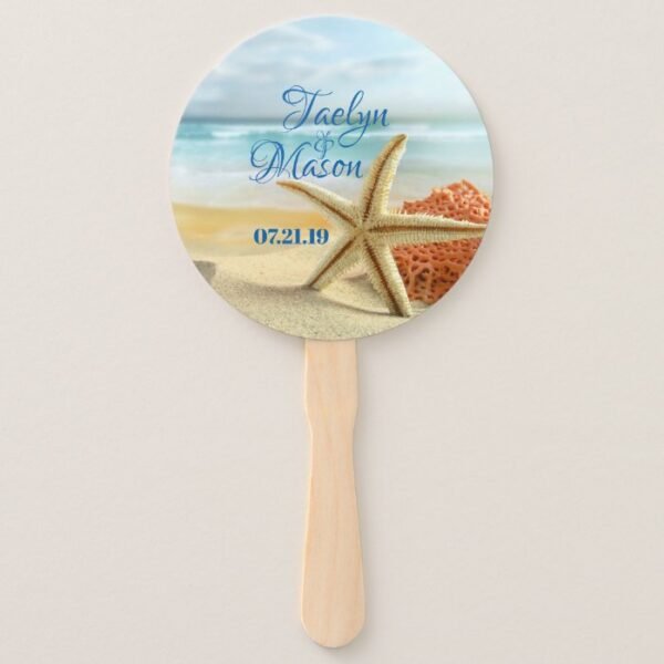 Tropical Wedding Beach Scene Wedding Hand Fans