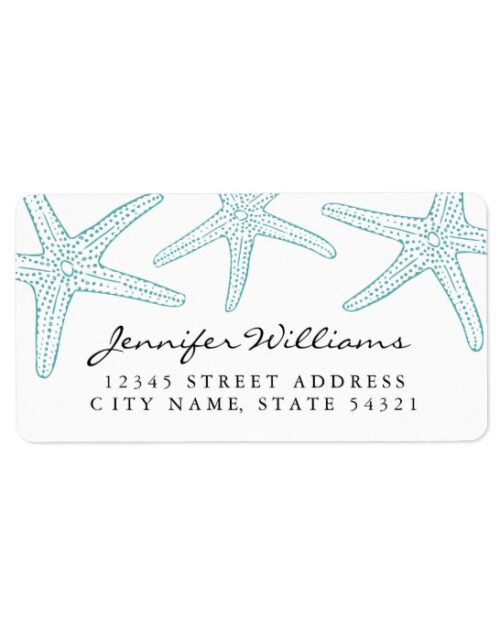 Turquoise Starfish Address Label