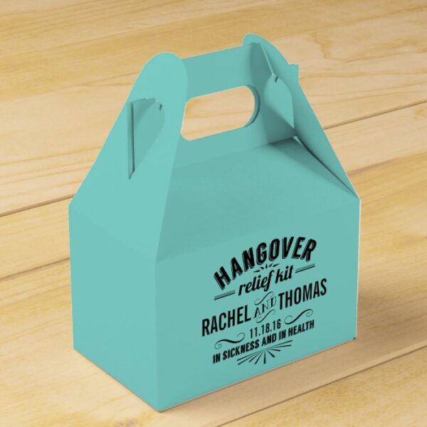 Turquoise Teal Hangover Relief Kit Favor Box