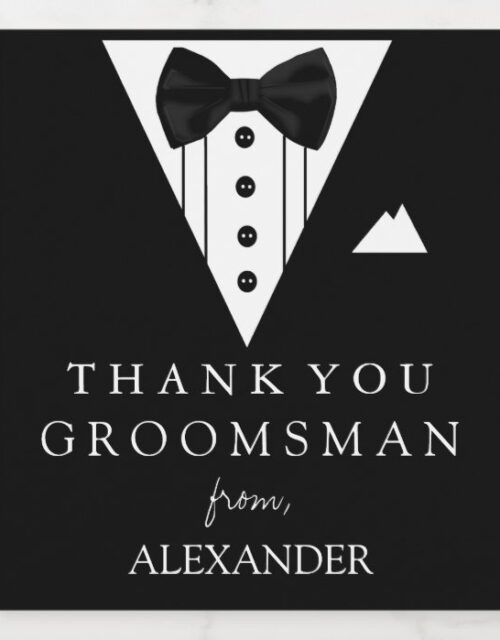 Tuxedo Thank You Groomsman Wine Label