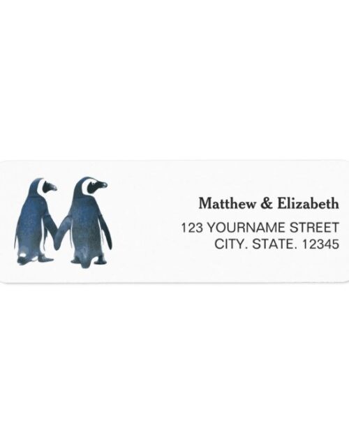 Two Cute Penguins | Romantic Wedding Label