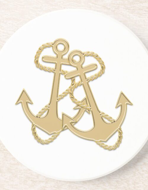 Two Gold Anchors Sandstone Coaster