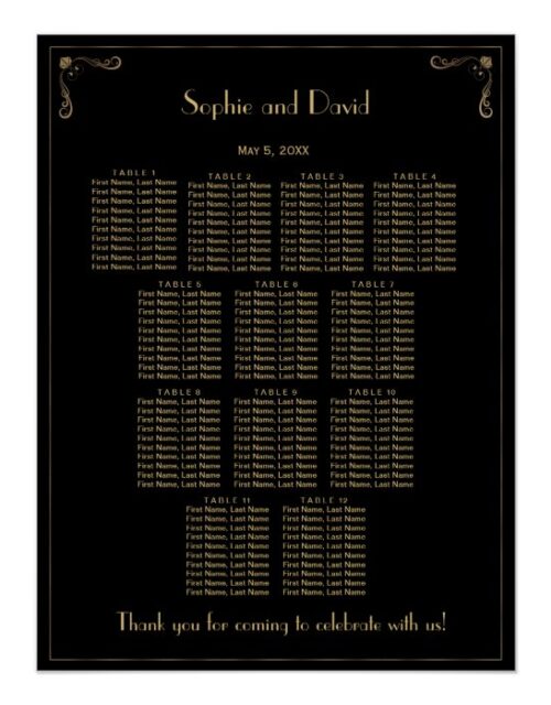 Unique Art Deco Great Gatsby Wedding Seating Chart