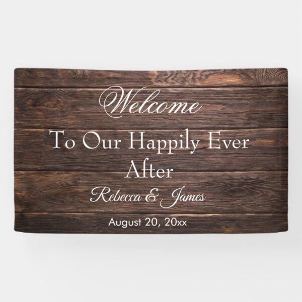 Unique Rustic Happily Ever After Wedding Banner