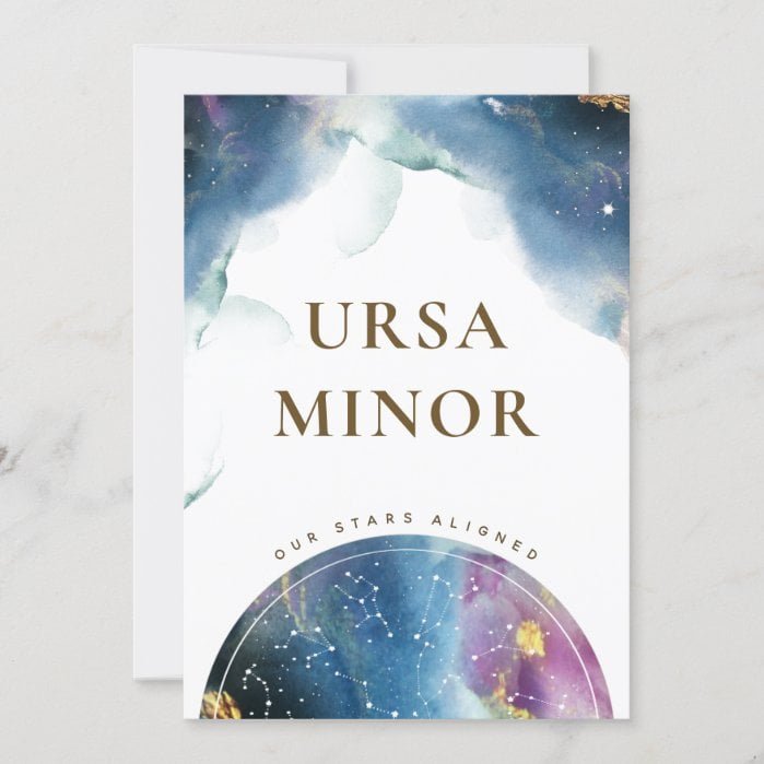 Ursa Minor Table Sign Celestial Watercolor Theme I Invitation