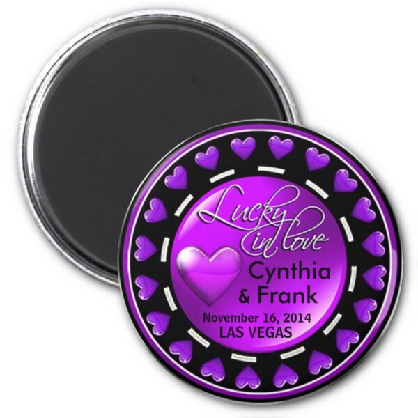 Vegas Lucky in Love Hearts Casino Chip purple Magnet
