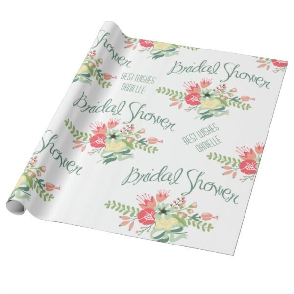 Vintage Bridal Shower Flowers Wrapping Paper