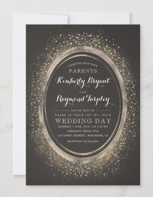 Vintage Gold Glitter Glam | Elegant Wedding Invite