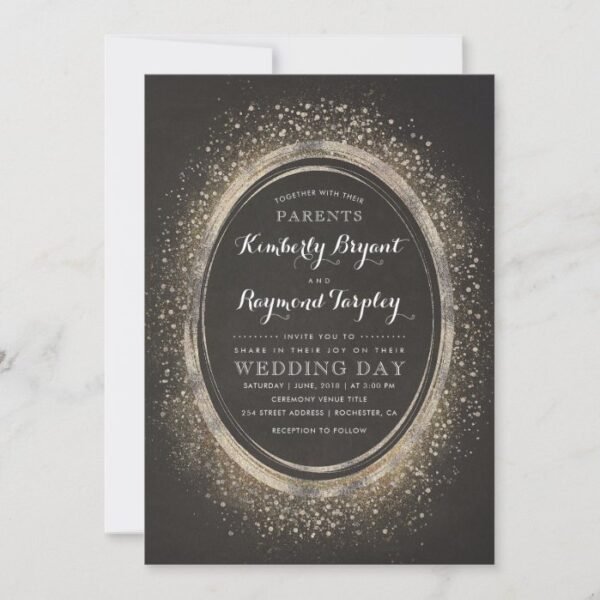 Vintage Gold Glitter Glam | Elegant Wedding Invite