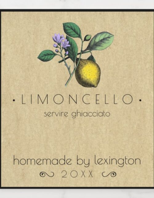 Vintage Homemade Limoncello Bottle Label |