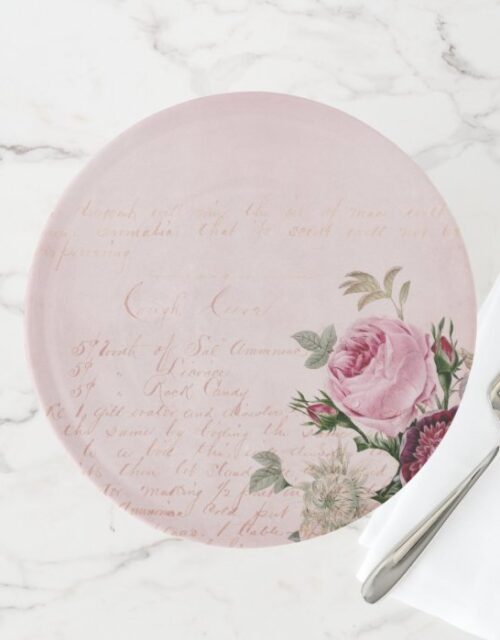 Vintage Rose Letter Shabby Chic Cake Stand Pink