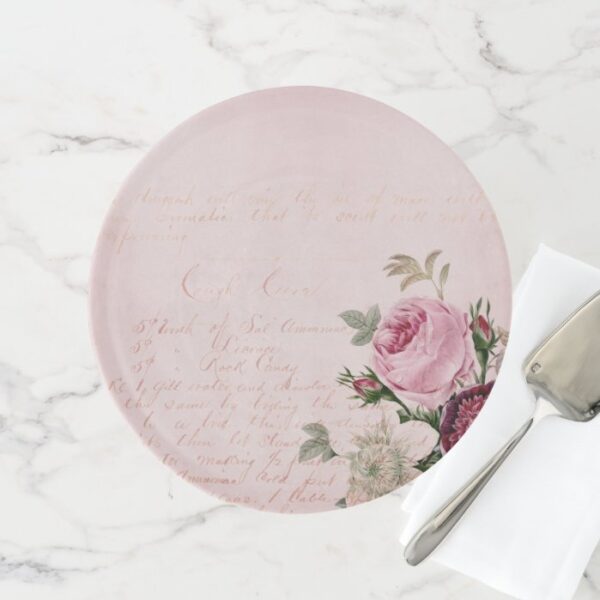 Vintage Rose Letter Shabby Chic Cake Stand Pink